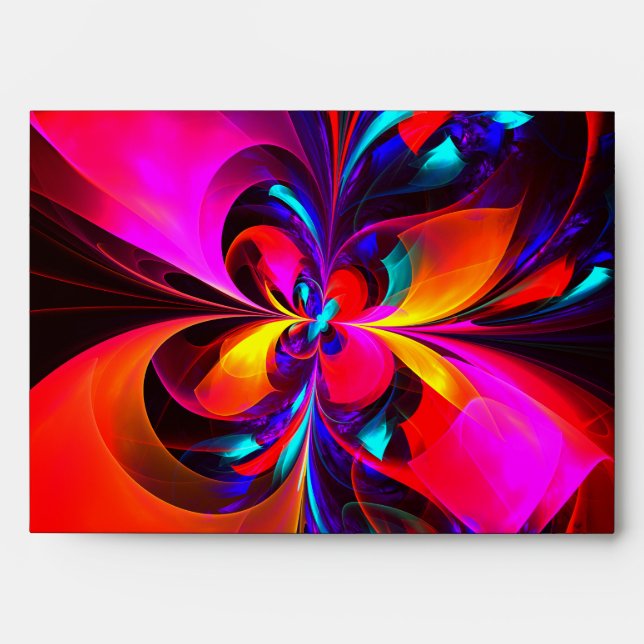 Enveloppe Floral moderne Art Abstrait Rouge Bleu Motif #07 (Devant)