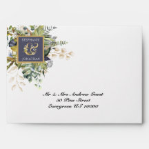 Floral moderne |Bleu et vert avec Mariage d'esplan