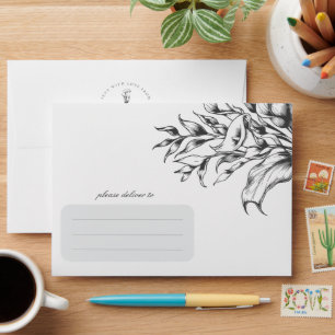 Enveloppe Floral moderne Boho Calla Lily Mariage blanc