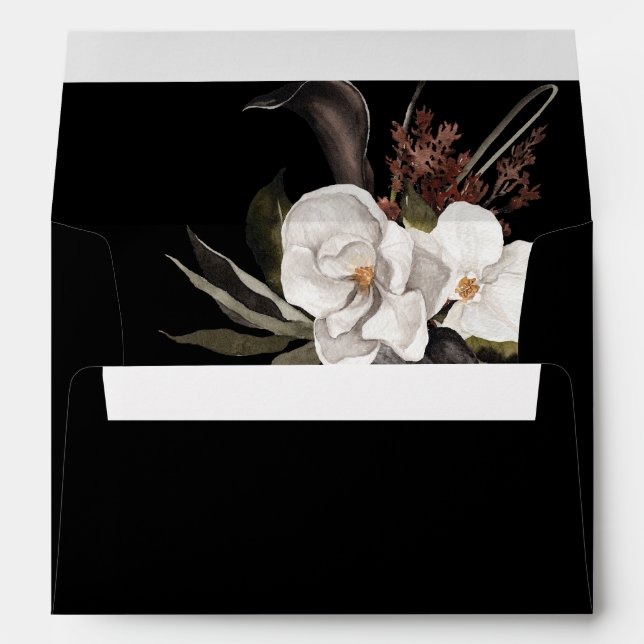 Enveloppe Floral noir & blanc 5 - Noir partout (Dos (Bas))