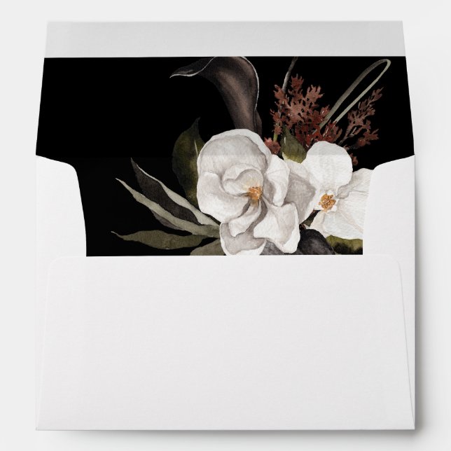 Enveloppe Floral noir et blanc 5 - Noir (Dos (Bas))