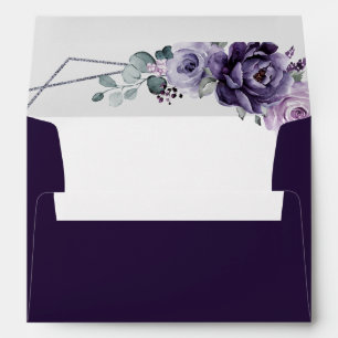 Enveloppe Floral Plum violet Argent Floroms Mariage géométri