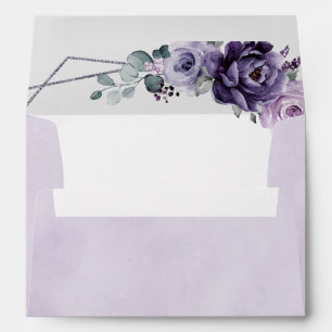 Enveloppe Floral Plum violet Argent Floroms Mariage géométri
