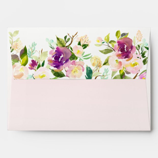 Enveloppe Floral rose de Bourgogne (Dos (Haut rabat))