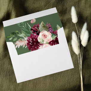 Enveloppe Floral rose et bordeaux 7 - Vert