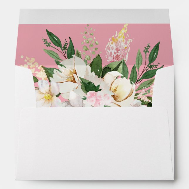 Enveloppe Floral rose et jaune 4 rose (Dos (Bas))