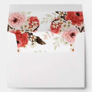 Enveloppe Floral rose et rose rouge 2