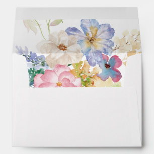 Enveloppe Floral rose et violet blanc