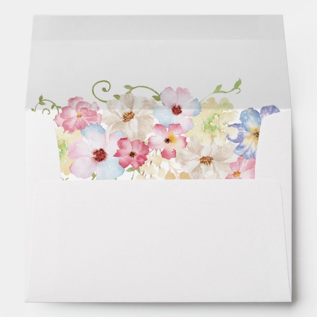 Enveloppe Floral rose et violet blanc 2 (Dos (Bas))