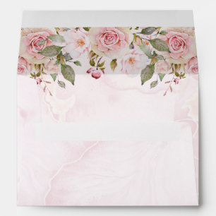Enveloppe Floral Rose Floral  Marbre rose 