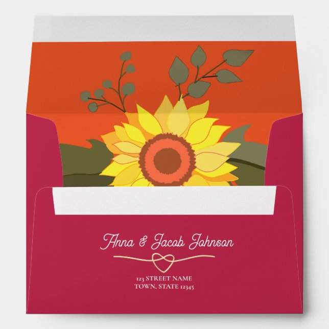 Enveloppe Floral rose orange Mariage (Dos (Bas))