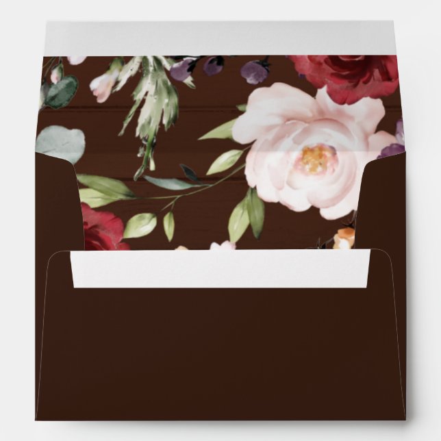 Enveloppe Floral Rustique faire-part de mariage Bourgogne (Dos (Bas))