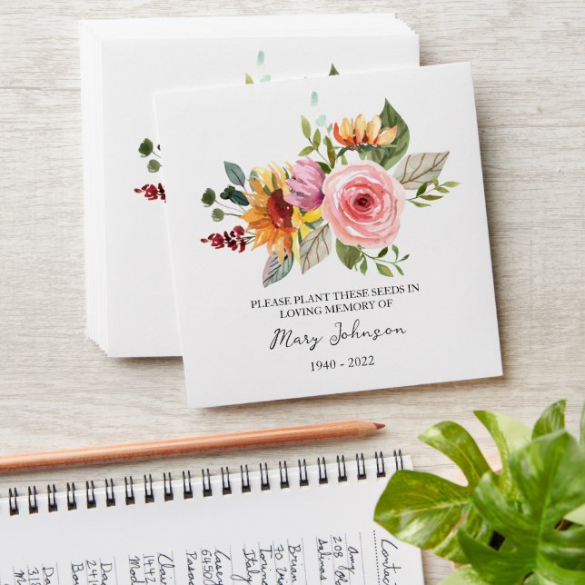 Enveloppe Floral Seed Packet Memorial Funeral Envelope (Stacked)