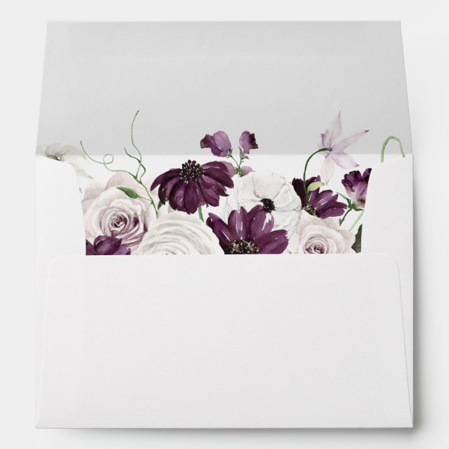 Enveloppe Floral violet et blanc (Dos (Bas))