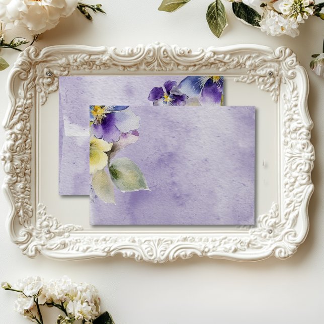 Enveloppe Floral violet et jaune Mariage moderne (Créateur téléchargé)