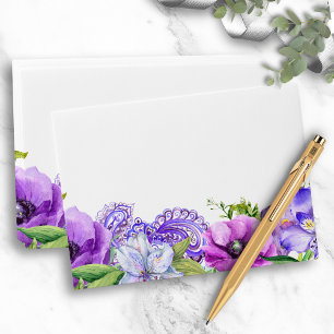 Enveloppe Floral violet Mariage d'aquarelle Paisley