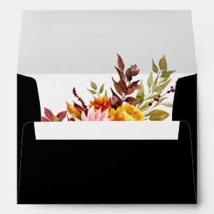 Enveloppe florale à feuillage aquarelle automne ru