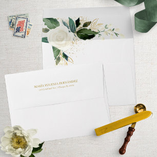 Enveloppe florale aquarelle blanche
