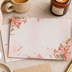 Enveloppe Florale Aquarelle Rose Tendre Romantique