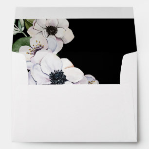 Enveloppe florale blanche anémone 2 - Noir