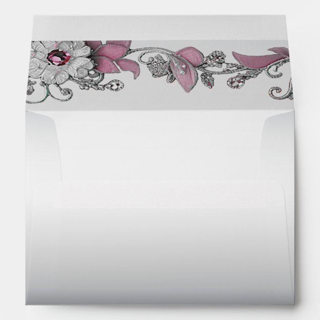 Enveloppe florale blanche en argent rose (Dos (Bas))
