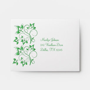 Enveloppe florale blanche et verte pour carte RSVP