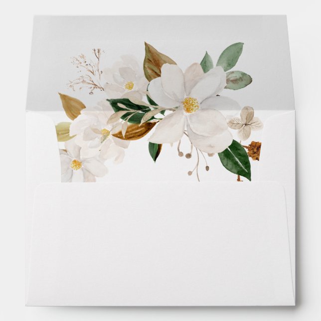 Enveloppe florale blanche Magnolia 2 (Dos (Bas))