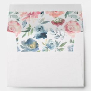 Enveloppe florale Bleu Bleu et Rose Bleu