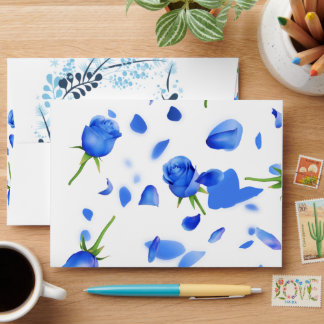 Enveloppe florale bleue élégante