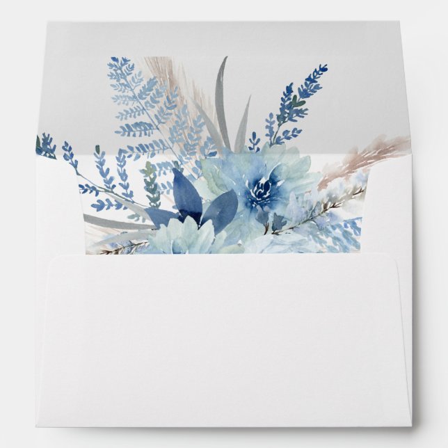Enveloppe florale Boho bleu Dusty (Dos (Bas))