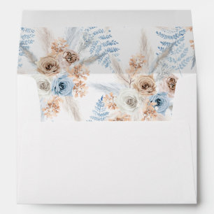 Enveloppe florale Boho bleu et beige 2