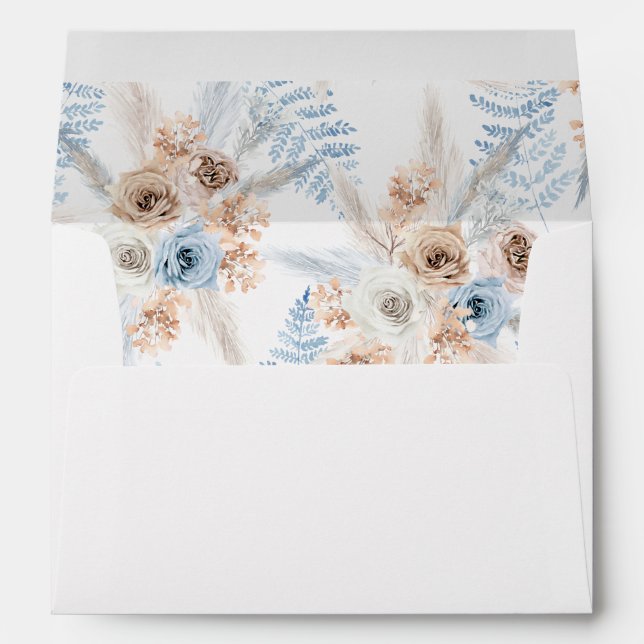 Enveloppe florale Boho bleu et beige 2 (Dos (Bas))