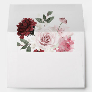 Enveloppe florale Bourgogne et rose pâle de 6 Eles