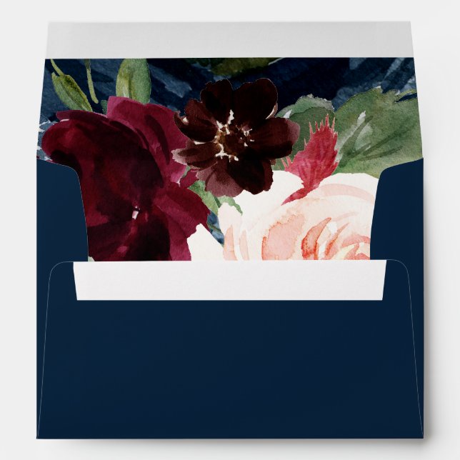 Enveloppe Florale Bourgogne Navy (Dos (Bas))