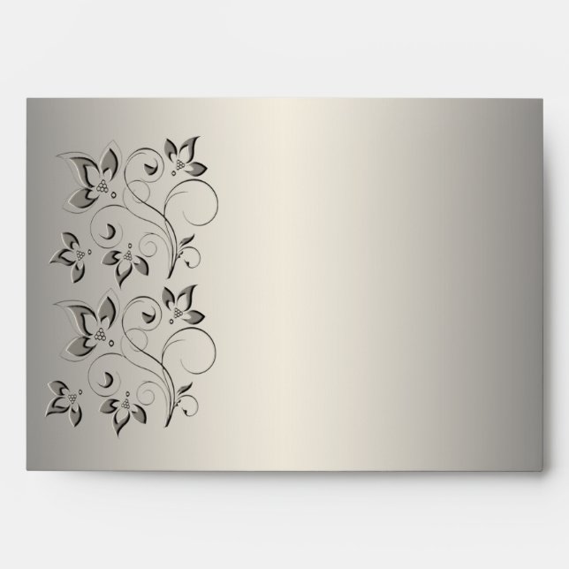 Enveloppe florale d'argent et de noir pour des dim (Devant)