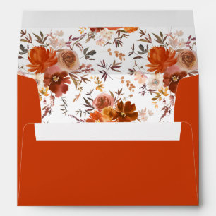 Enveloppe florale de automne rouge et orange 2 - O