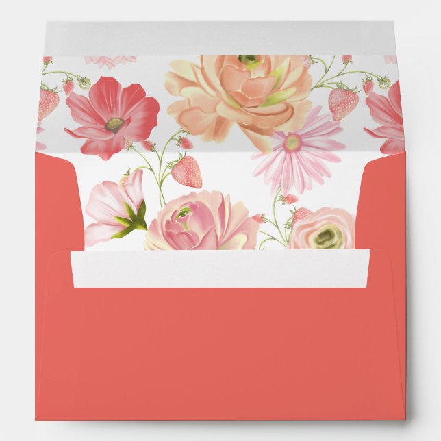 Enveloppe florale de fraise d'été (Dos (Bas))
