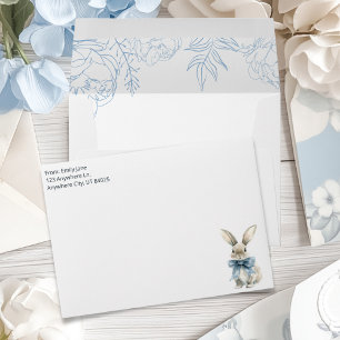 Enveloppe florale de lapin bleu