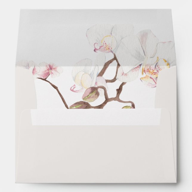 Enveloppe florale de l'orchidée aquarelle (Dos (Bas))