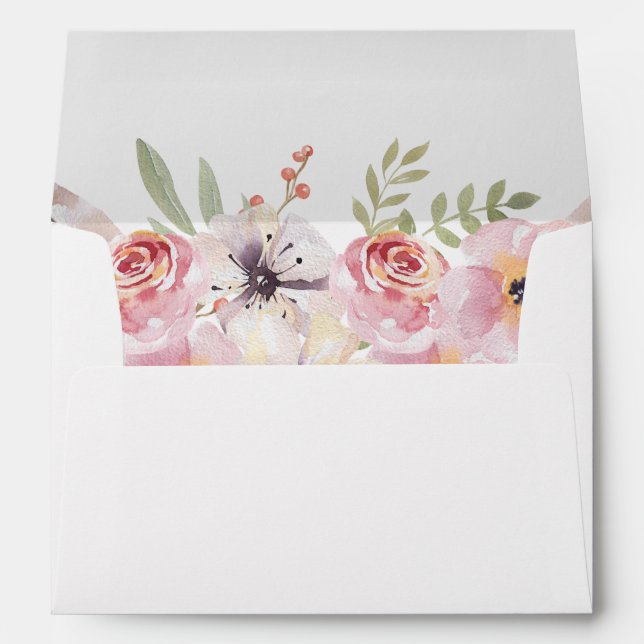 Enveloppe florale d'invitation de Boho (Dos (Bas))