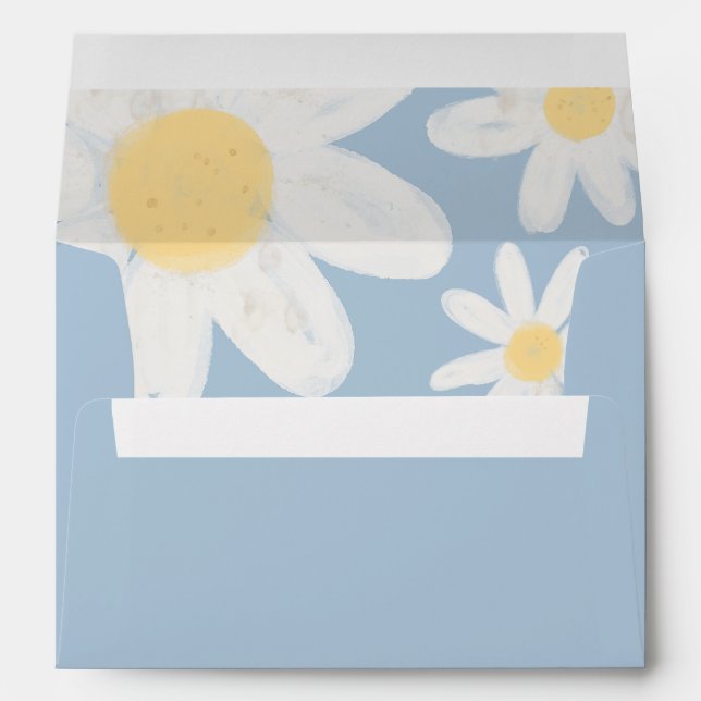 Enveloppe florale Dusty Blue Boho Daisy (Dos (Bas))
