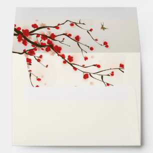 Enveloppe florale en fleurs de cerise avec adresse