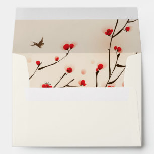 Enveloppe florale en fleurs de cerise avec adresse