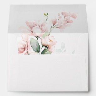 Enveloppe florale et eucalyptus rose pâle 3