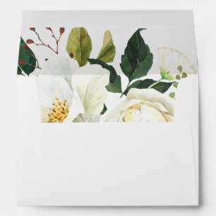 Enveloppe florale et verte blanche