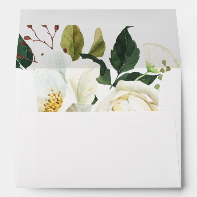 Enveloppe florale et verte blanche (Dos (Bas))