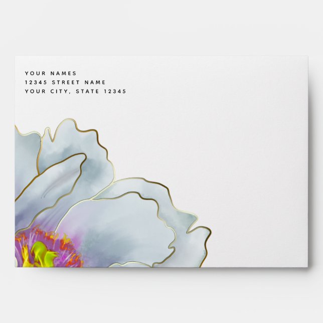 Enveloppe florale exotique Dusty Blue et Lilac (Devant)