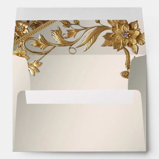 Enveloppe Florale Feuille Golden Wavy (Dos (Bas))