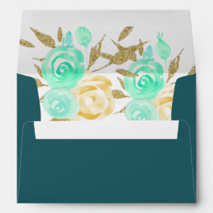 Enveloppe florale Mint Gold