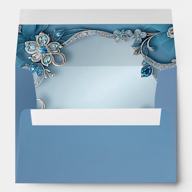 Enveloppe Florale Ornée Bleue (Dos (Bas))